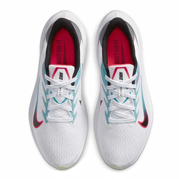 NIKE MENS ZOOM WINFLO 7 RUNNING SHOES White/Black/Flash Crimson Size 11 US